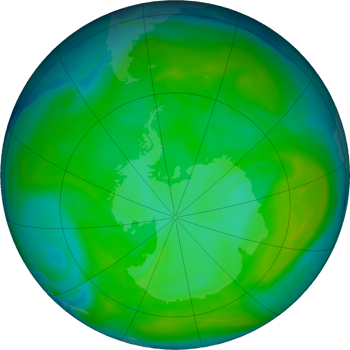 Antarctic ozone map for 10 December 2016